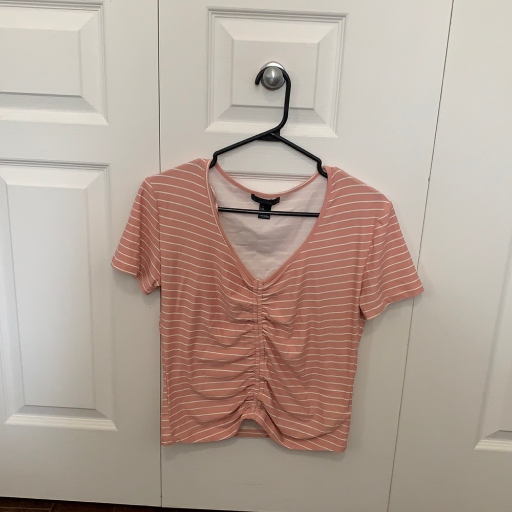 Pink and white crop top
